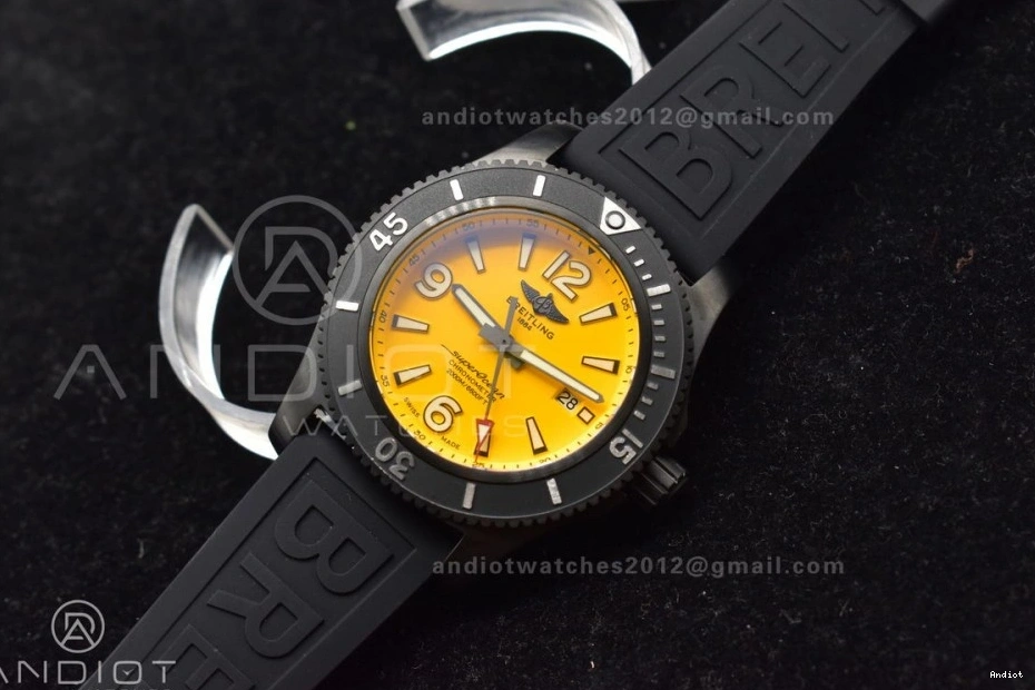 on Black 44 Edition Dial Yellow Strap Rubber Black TF A2824 Automatic 1:1 Best Superocean Bezel 0405
